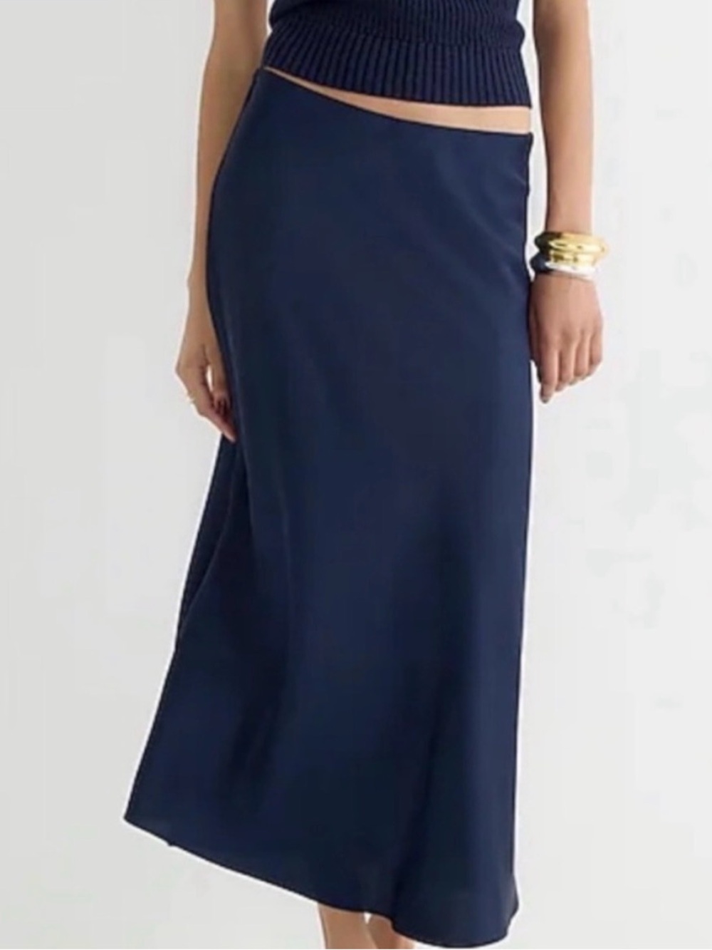 J Crew Gwyneth Slip Skirt NWT Navy Classic Bias-Cut Style AC467 Size L